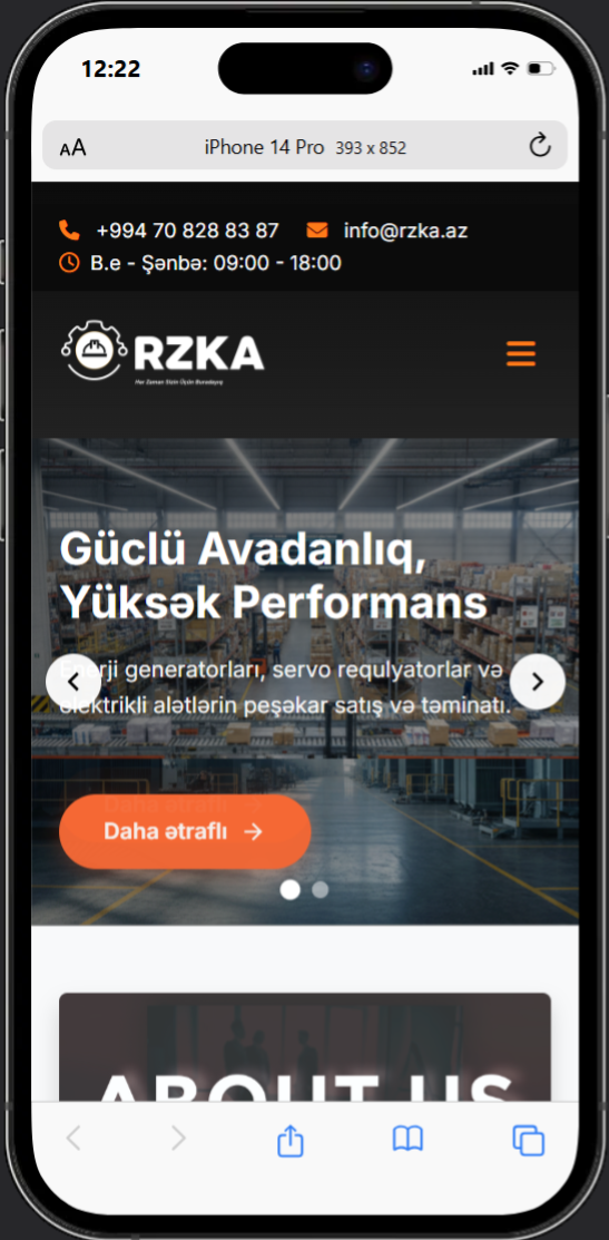 RZKA.INFO – Korporativ və Dinamik Veb Platforma Mobile